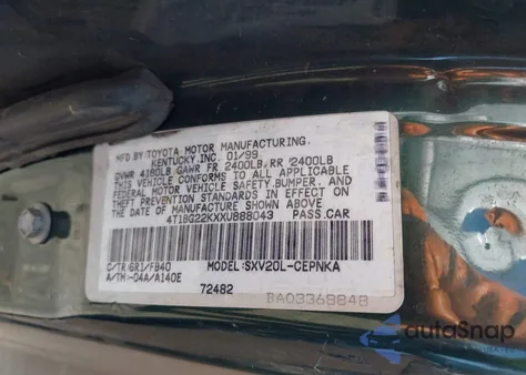 1999 Toyota Camry Le from USA, damaged, VIN 4T1BG22KXXU888043